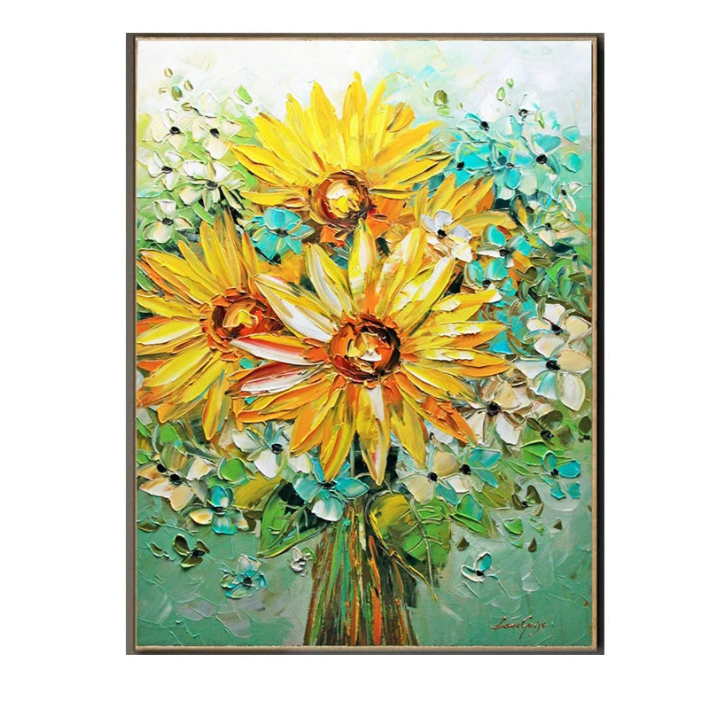 100% Canvas Modern Floral Handmade Elegant Artwork Oil Painting