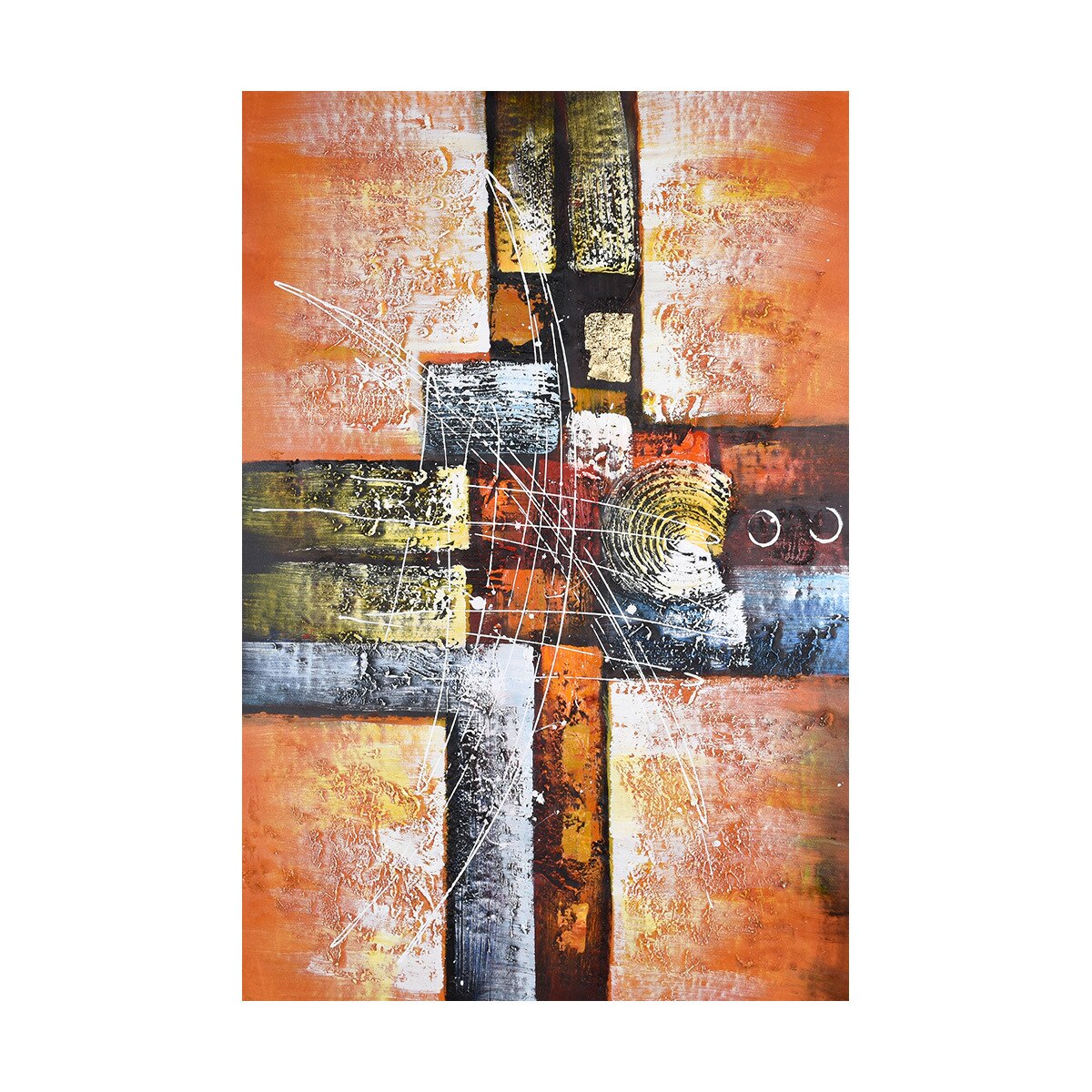 100% Canvas Modern Abstract Geometric Handmade Oil Painting