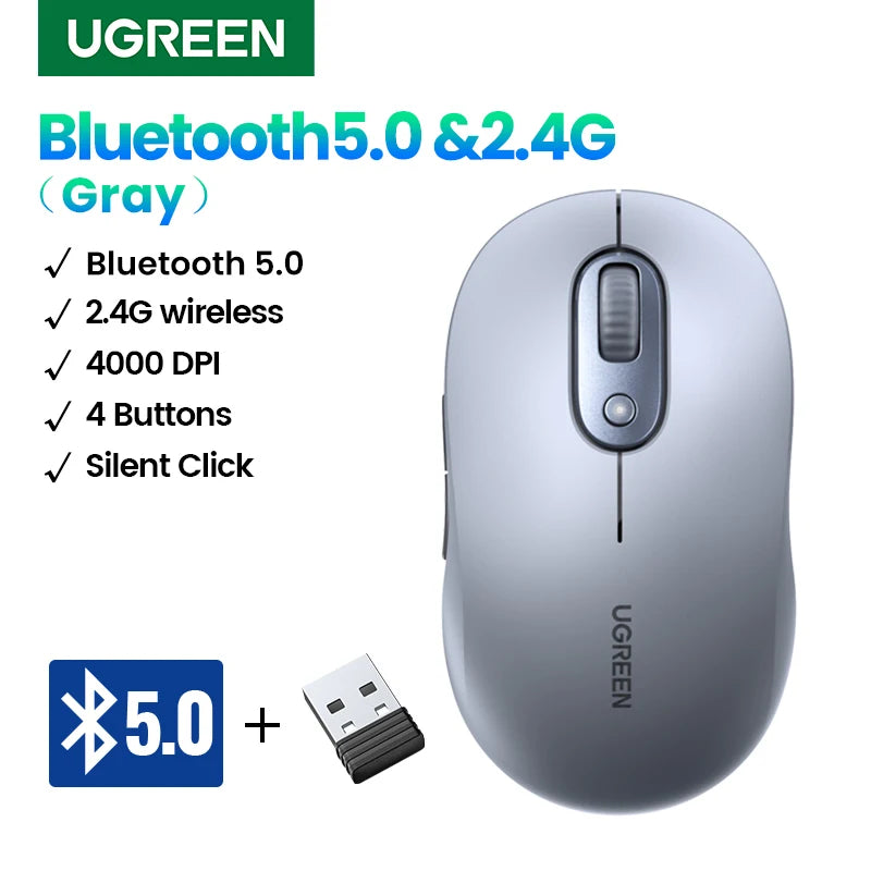 Ugreen 4000 DPI USB Support Wireless Portable Battery Office Mouse