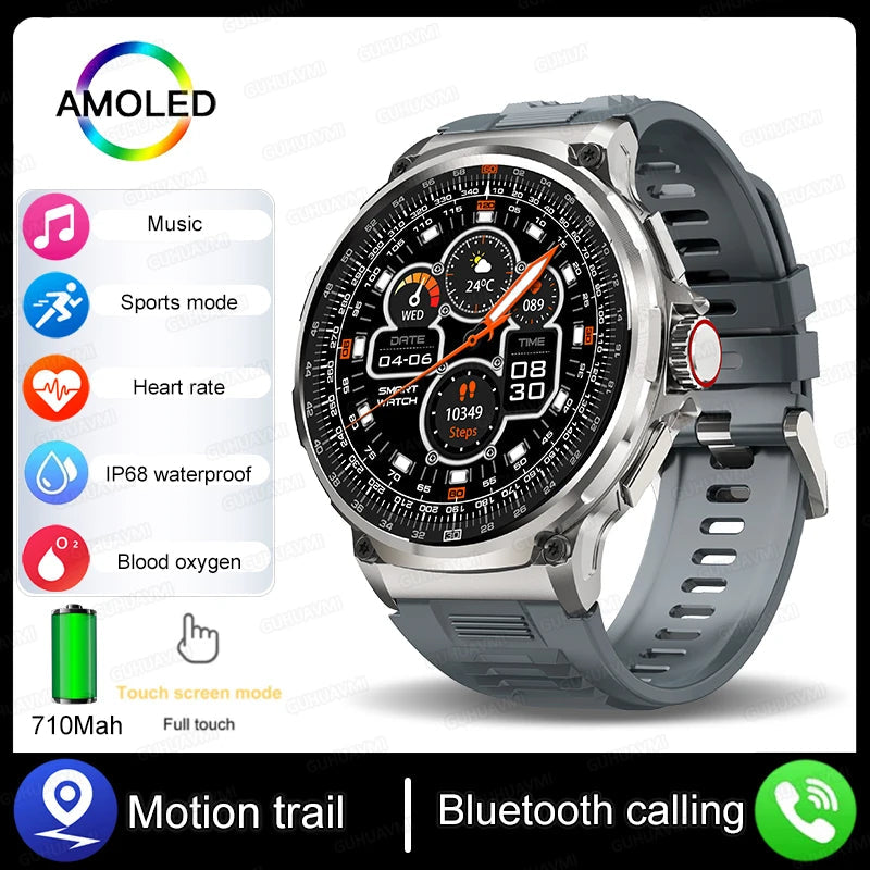 Stainless Steel GPS Track Bluetooth Ultra HD Round Smart Watch