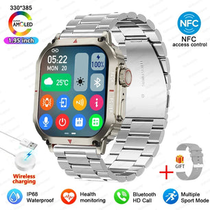 Fine Steel GPS Tracking Waterproof Bluetooth Square Shape Smart Watch