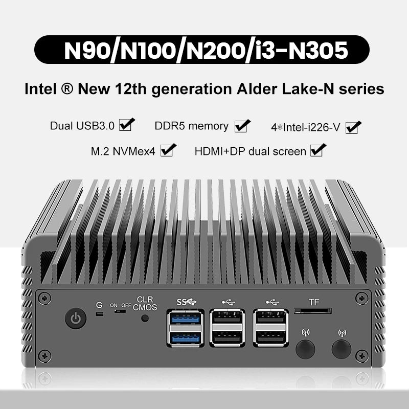 Topton 12th Gen 2.5GB Fanless 4800MHz Intel i3 Mini Desktop