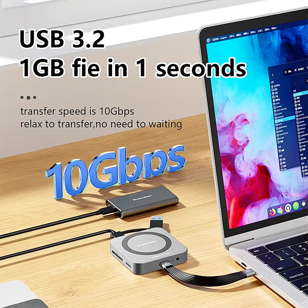 8-IN-1 Aluminum Alloy USB Type-C Splitter Docking Station Hub