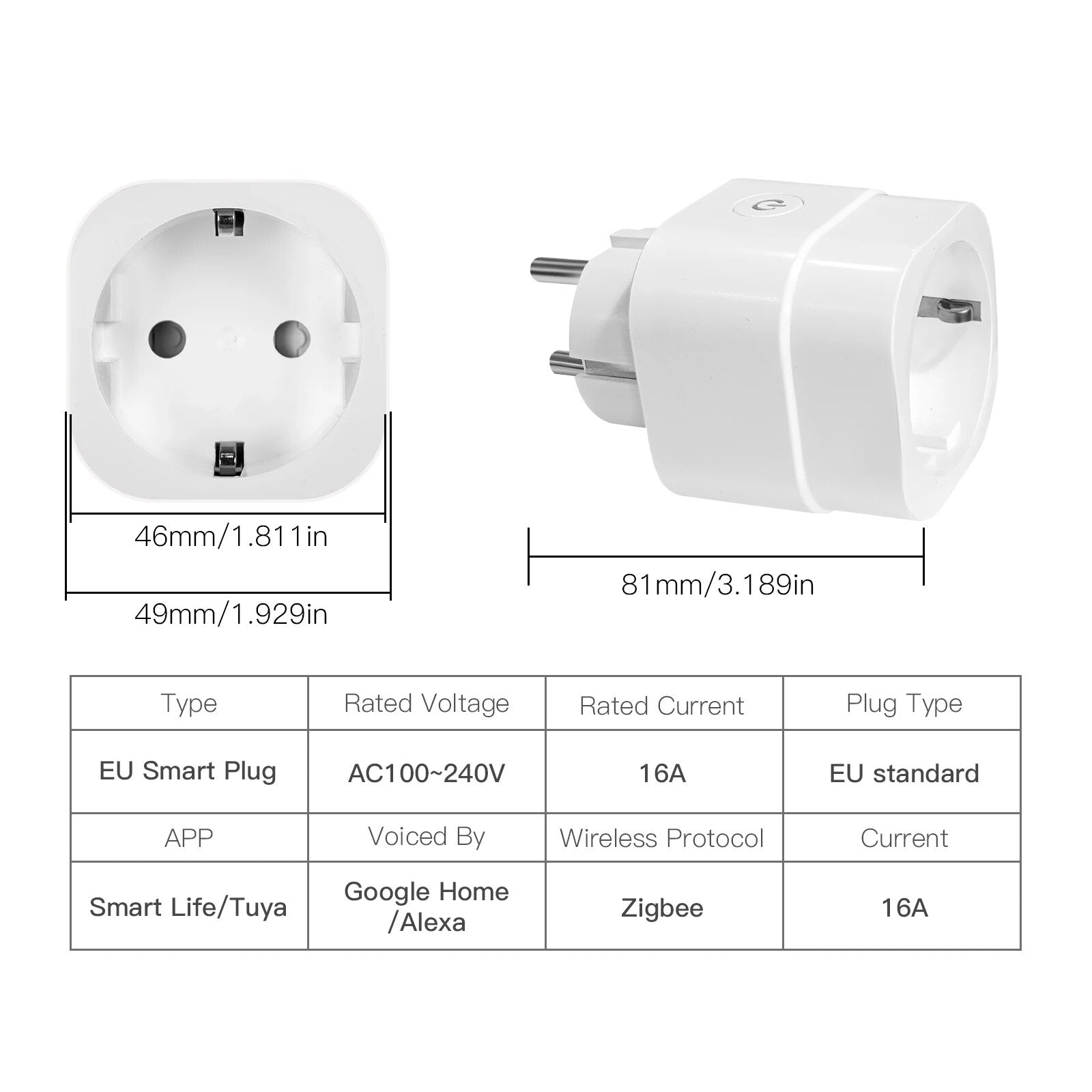 Moes Plastic Panel Voice Remote Control Smart Power Socket Plug