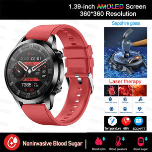 Stainless Steel ECG+PPG Health Bluetooth Round Shape Smart Watch