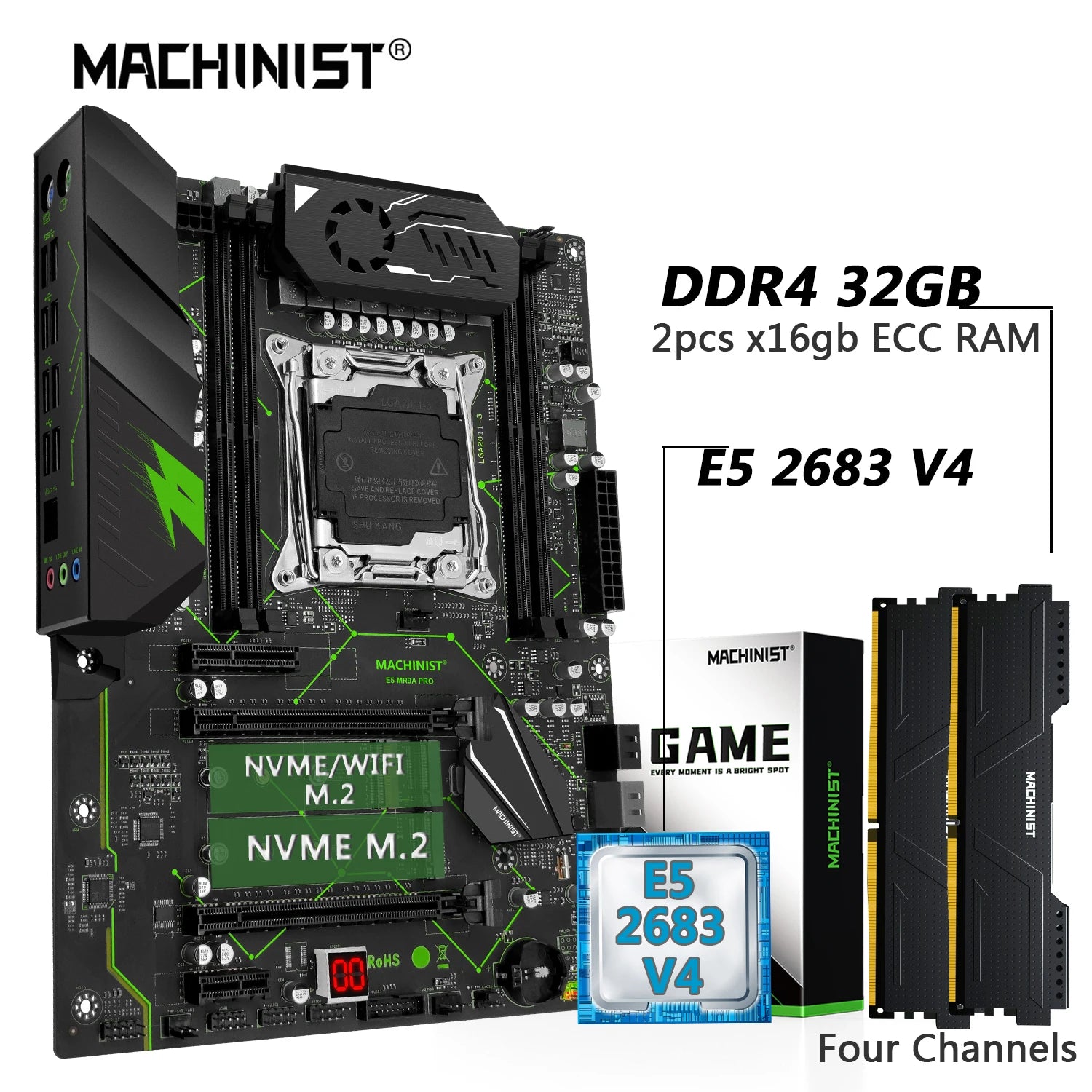 Machinist 2133MHz E5 2683 V4 DDR4 32GB RAM Desktop Motherboard Set