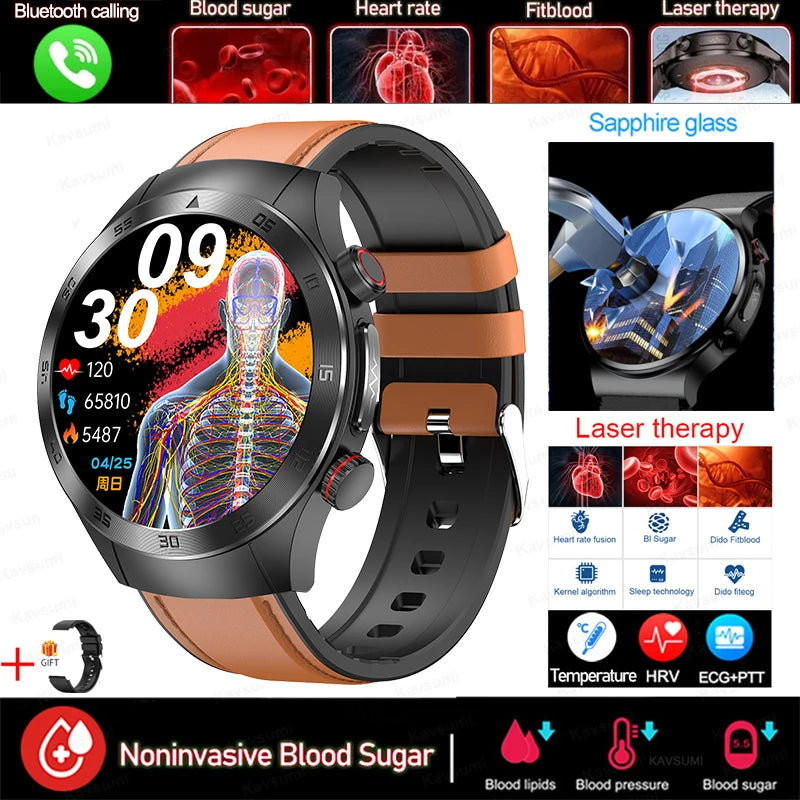 Stainless Steel ECG+PPG Health Bluetooth Round Smart Watch