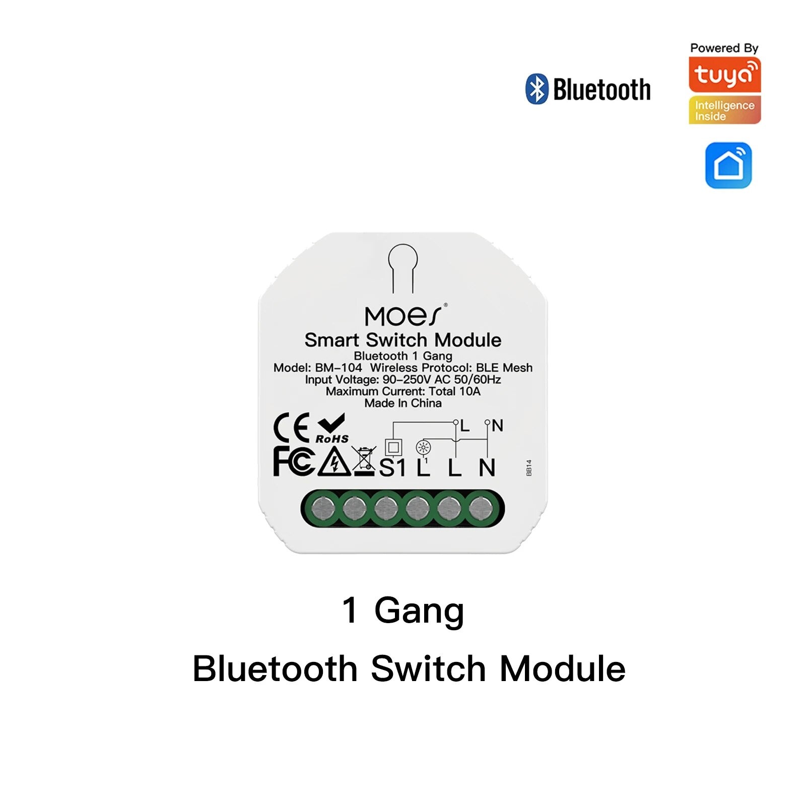 Moes Plastic Panel Bluetooth Smart Light Breaker Switch Module