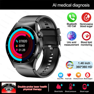 Fine Steel Blood Pressure Health Bluetooth Round Smart Watch