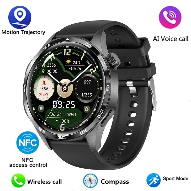 Silica Gel Smart Bluetooth Voice Support Round Shaped Sports Watch