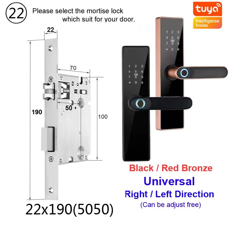 RayKube Aluminium Alloy Fingerprint Digital Smart Door Lock