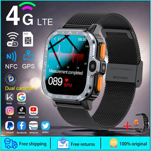 Fine Steel GPS Track Wireless Bluetooth Dual Camera Smart Watch