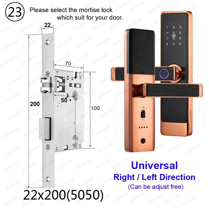 RayKube Aluminium Alloy Fingerprint Digital Smart Door Lock