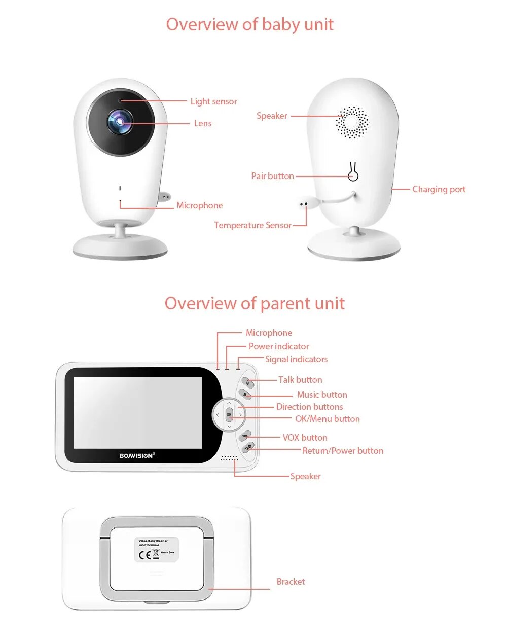 Boavision 540TVL Night Vision Portable High Speed Security Camera