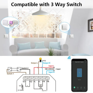 LoraTap 16A Plastic Automatic WIFI Relay Breaker Smart Module