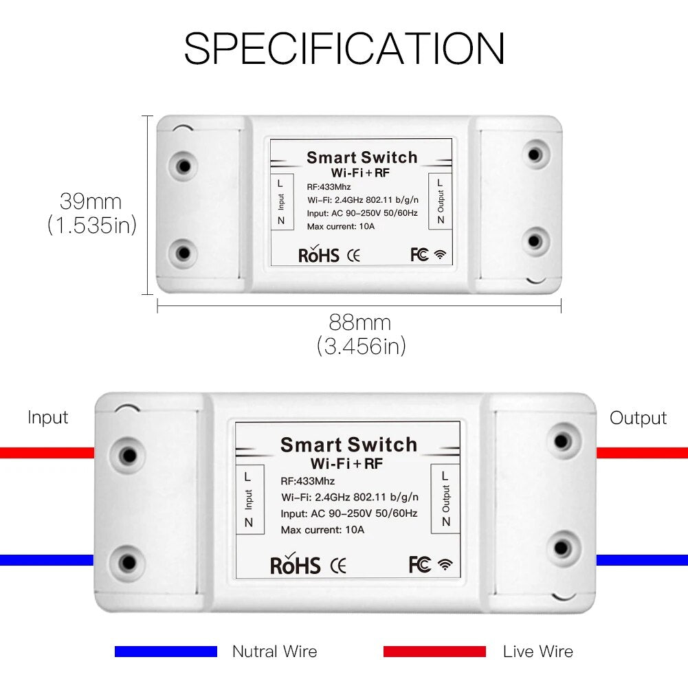 Moes 1800W Plastic Automatic Wireless WIFI Smart Switch Module