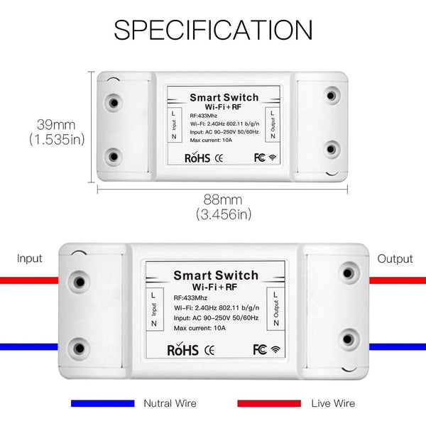 Moes 1800W Plastic Automatic Wireless WIFI Smart Switch Module