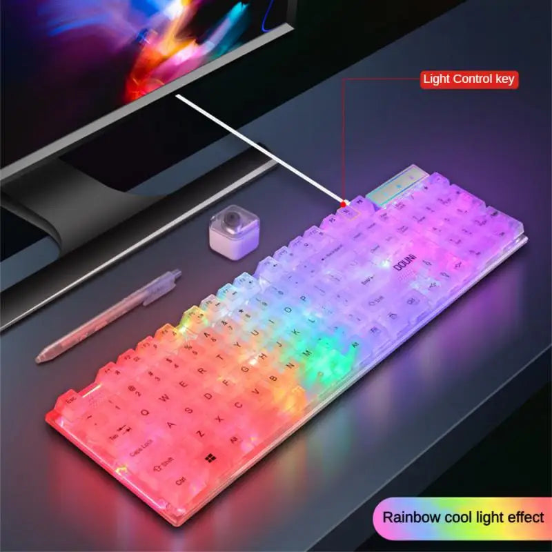 98 Keys USB Support Wired Mechanical RGB Backlit Gaming Keyboard