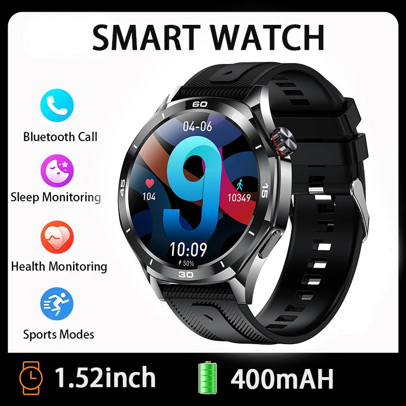 Silica Gel Smart Bluetooth Voice Support Round Shaped Sports Watch