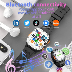 Fine Steel 4G Network GPS Bluetooth Square Shape Smart Watch