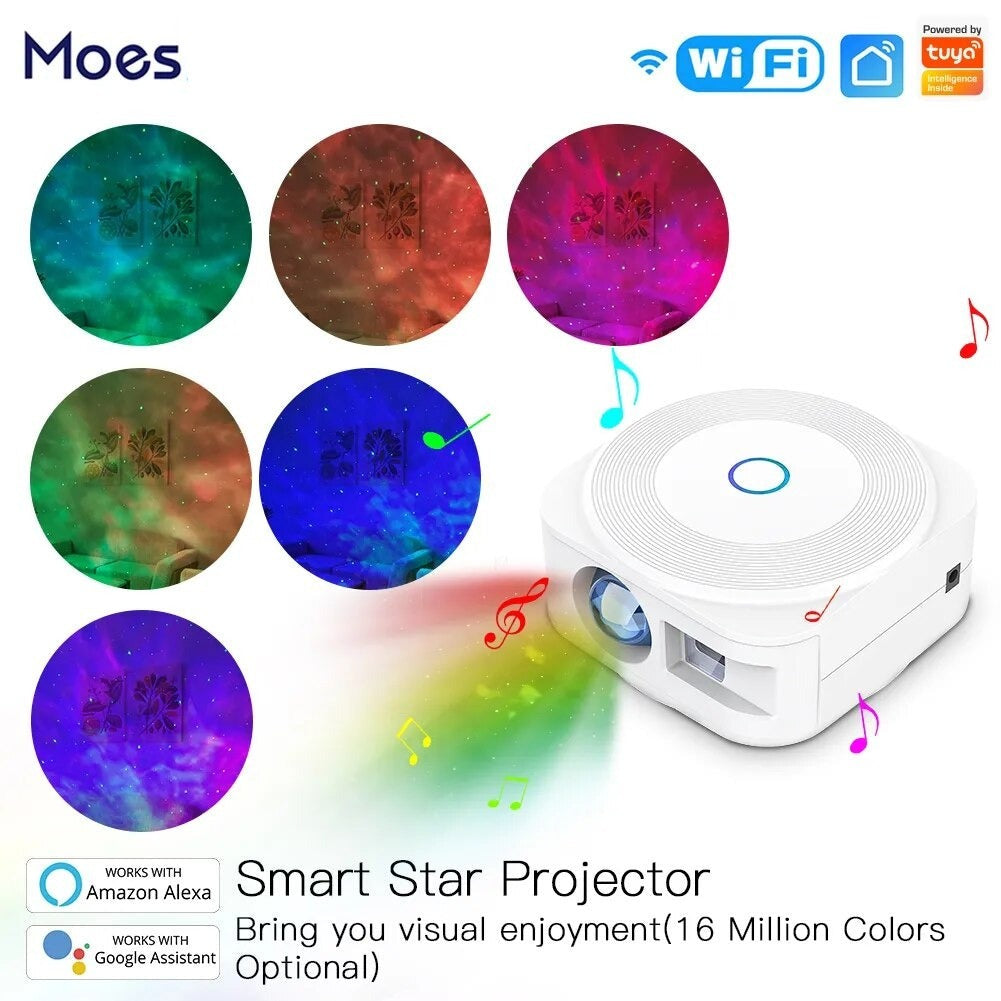 Moes Plastic Voice Control Compatible Smart Galaxy Star Projector