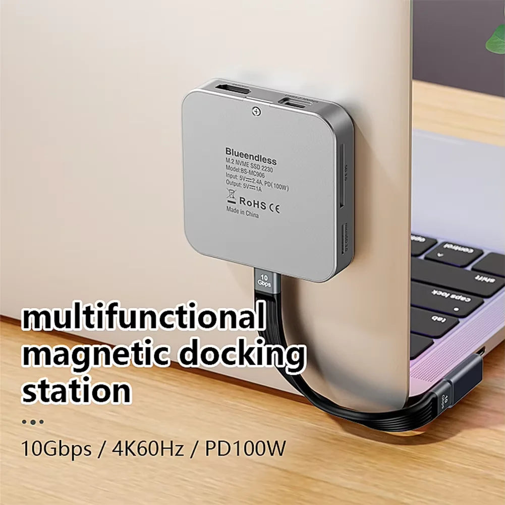 8-IN-1 Aluminum Alloy USB Type-C Splitter Docking Station Hub