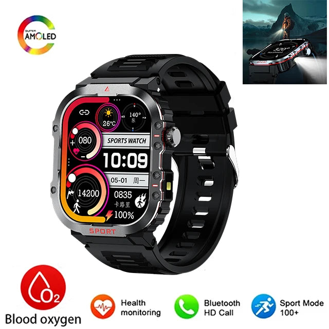 Silica Gel Smart Bluetooth Voice Support Square Shaped Sports Watch