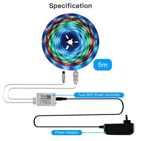 Moes 12V DC 24W RGB WiFi Smart Voice Control LED Light Strip