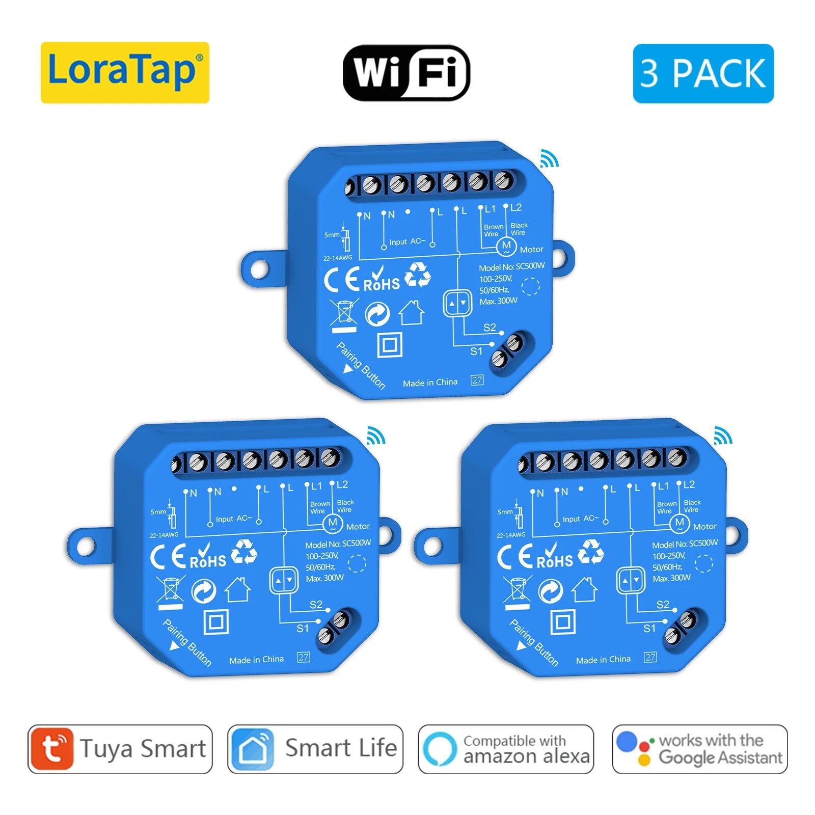 LoraTap 240V Plastic Automatic WIFI Roller Shutter Curtain Module