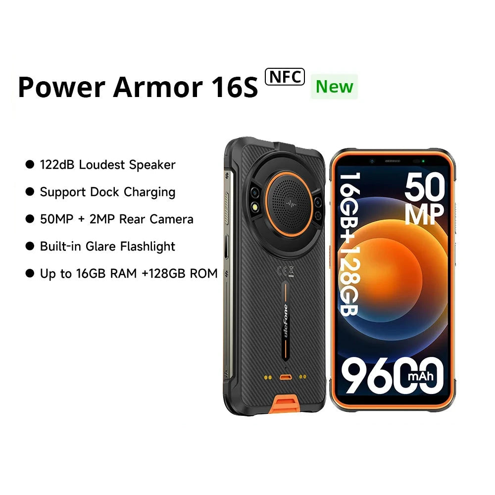 Rubber Rugged 9600mAh 16GB RAM 128GB ROM 5.93 Inches Smart Phone