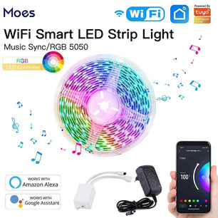 Moes 12V DC 24W RGB WiFi Smart Voice Control LED Light Strip