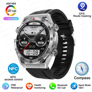 Stainless Steel GPS Motion Tracker Bluetooth Round Smart Watch