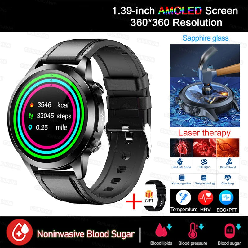 Stainless Steel Shockproof Bluetooth Round Shape Smart Watch