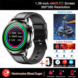 Stainless Steel ECG+PPG Health Bluetooth Round Shape Smart Watch