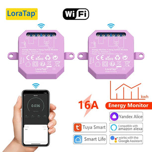 LoraTap 16A Plastic Automatic WIFI Relay Breaker Smart Module