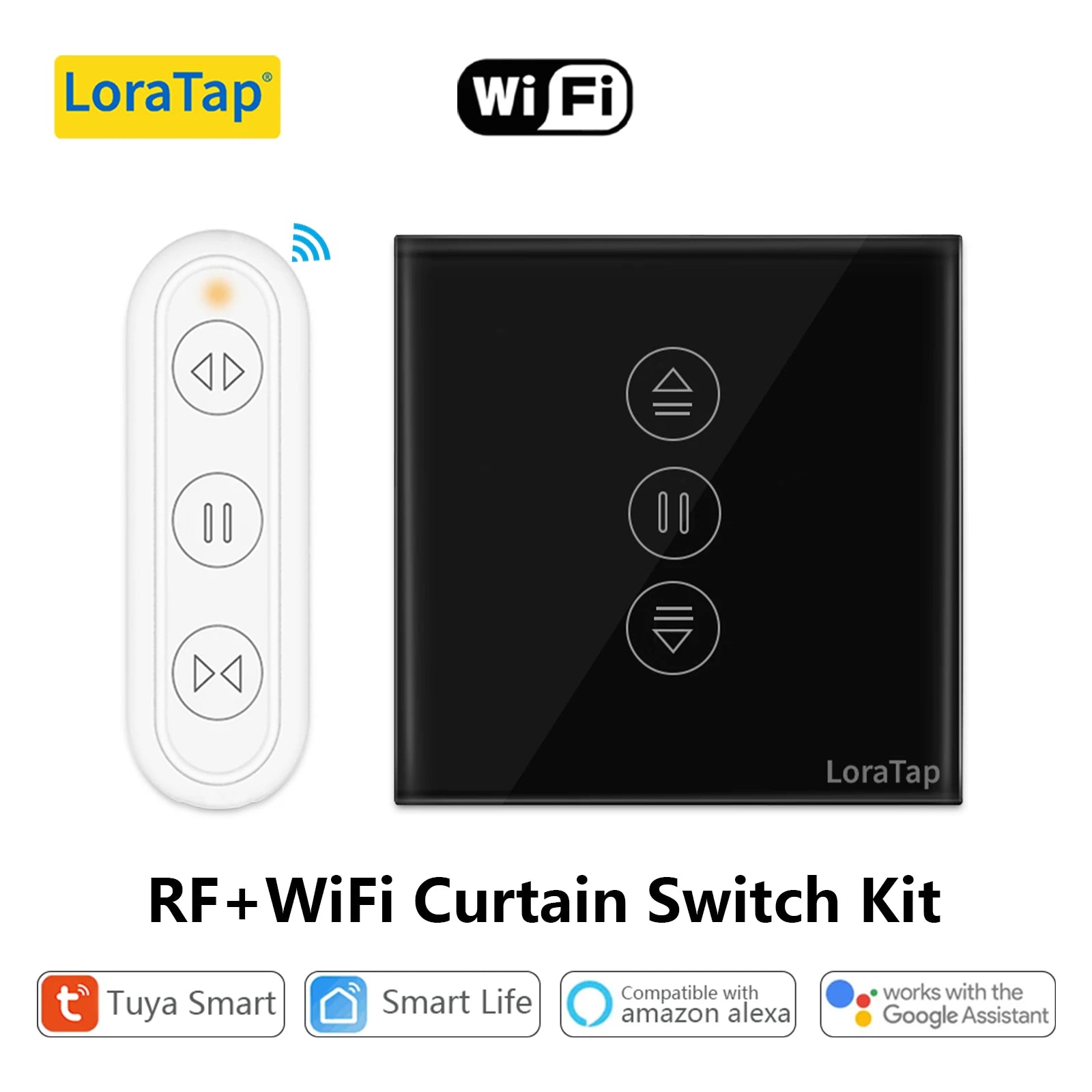 LoraTap 240V 600W Plastic WiFi Rolling Blinds Curtain Switch