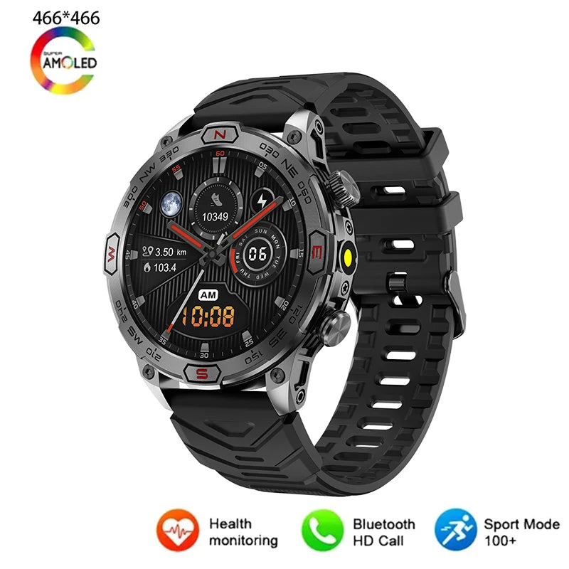 Silica Gel Smart Bluetooth Voice Support Round Shaped Sports Watch