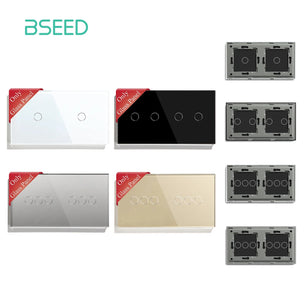 Bseed 10A Alloy 2 Gang Crystal Glass Panel Light Touch Switch