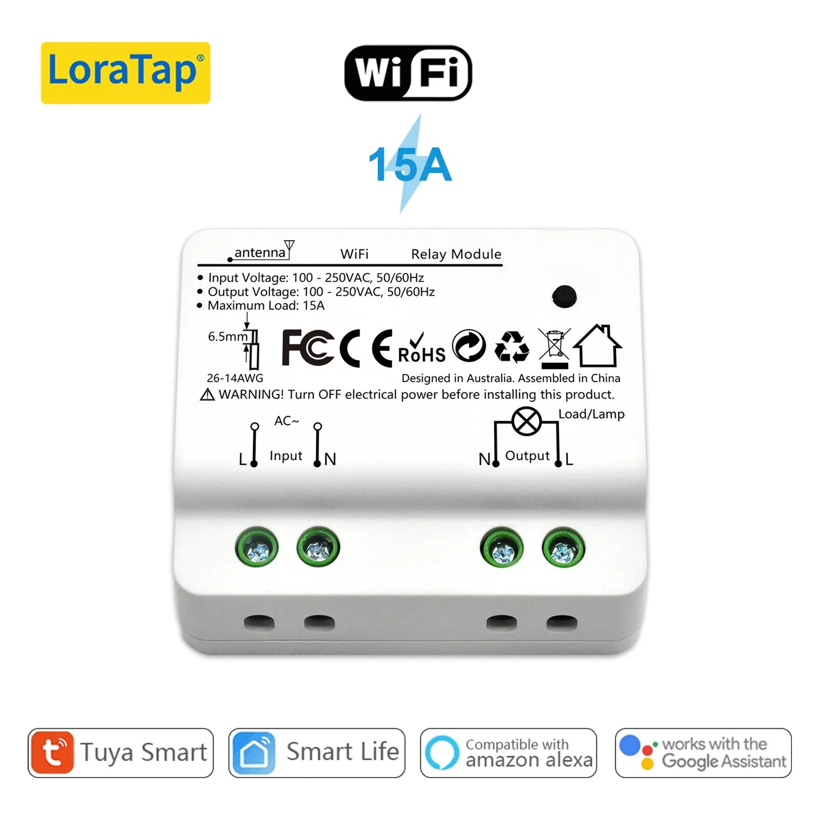 LoraTap 10A Plastic Wireless Switch Socket Relay Module Kit