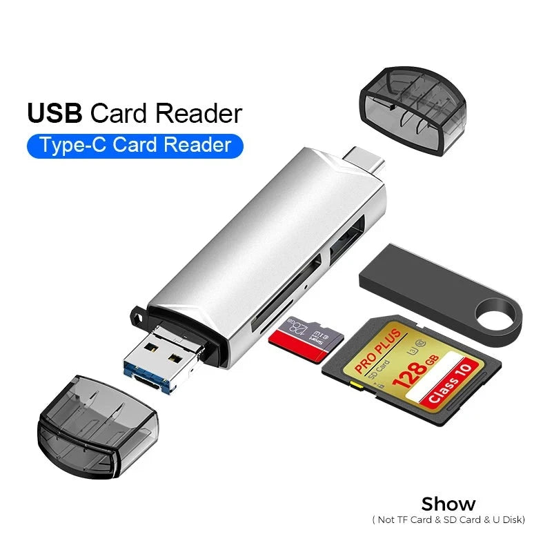 6-IN-1 USB 3.0 Type-C High Speed Multi Splitter Card Reader