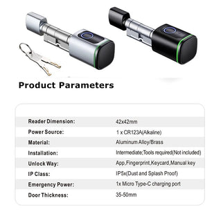 RayKube Aluminium Alloy Fingerprint Digital Smart Door Lock