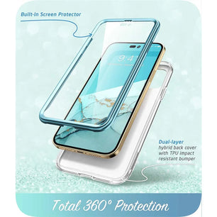 Polycarbonate Full-Body Marble Bumper Case For iPhone 14 Pro Max