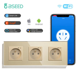 Bseed 16A Glass Panel Wireless WIFI Control Smart Power Socket