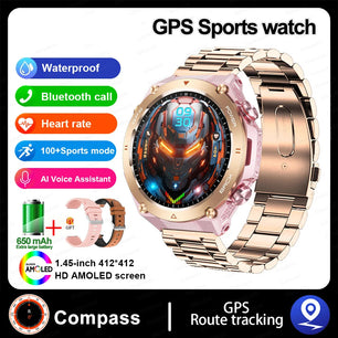 Stainless Steel GPS Track Bluetooth Waterproof Round Smart Watch