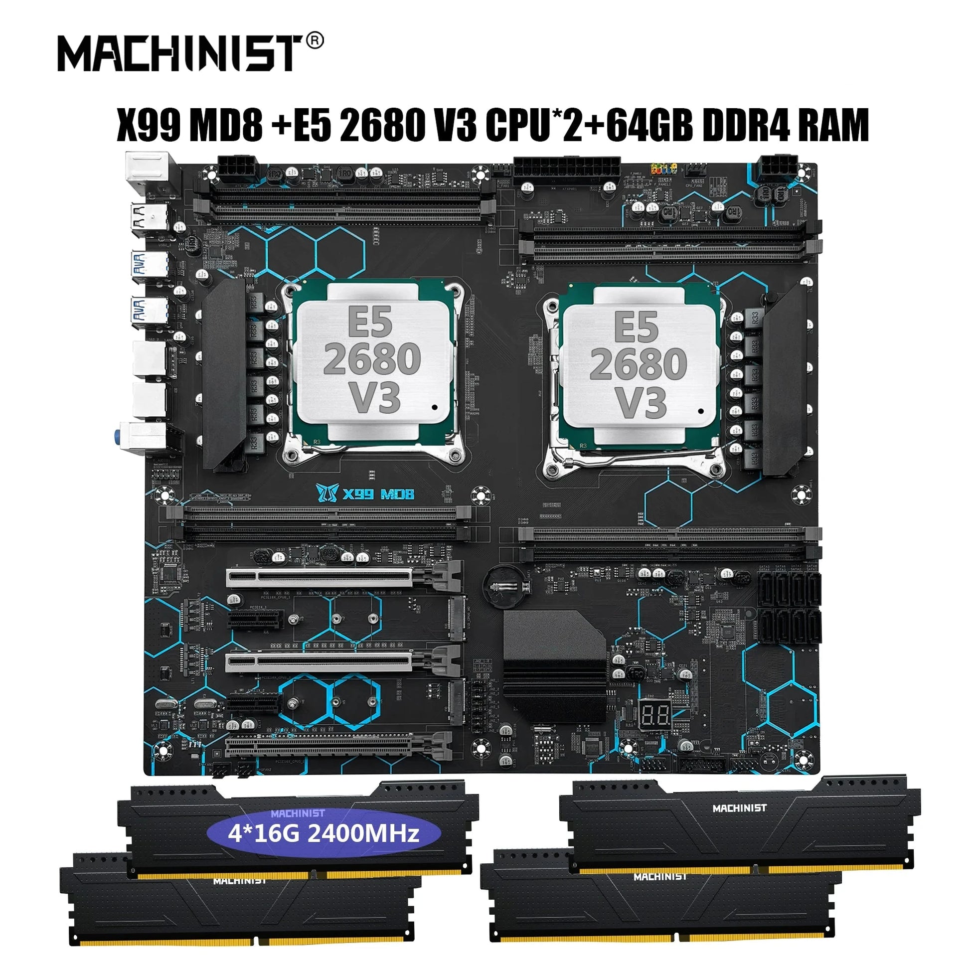 Machinist LGA 2011-3 Intel Xeon E5 2680 V3 Desktop Motherboard Set