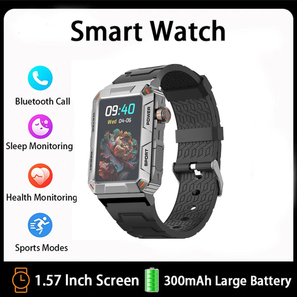 Silica Gel Smart Bluetooth Voice Support Square Shaped Sports Watch