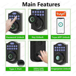 RayKube Aluminium Alloy Fingerprint Digital Smart Door Lock