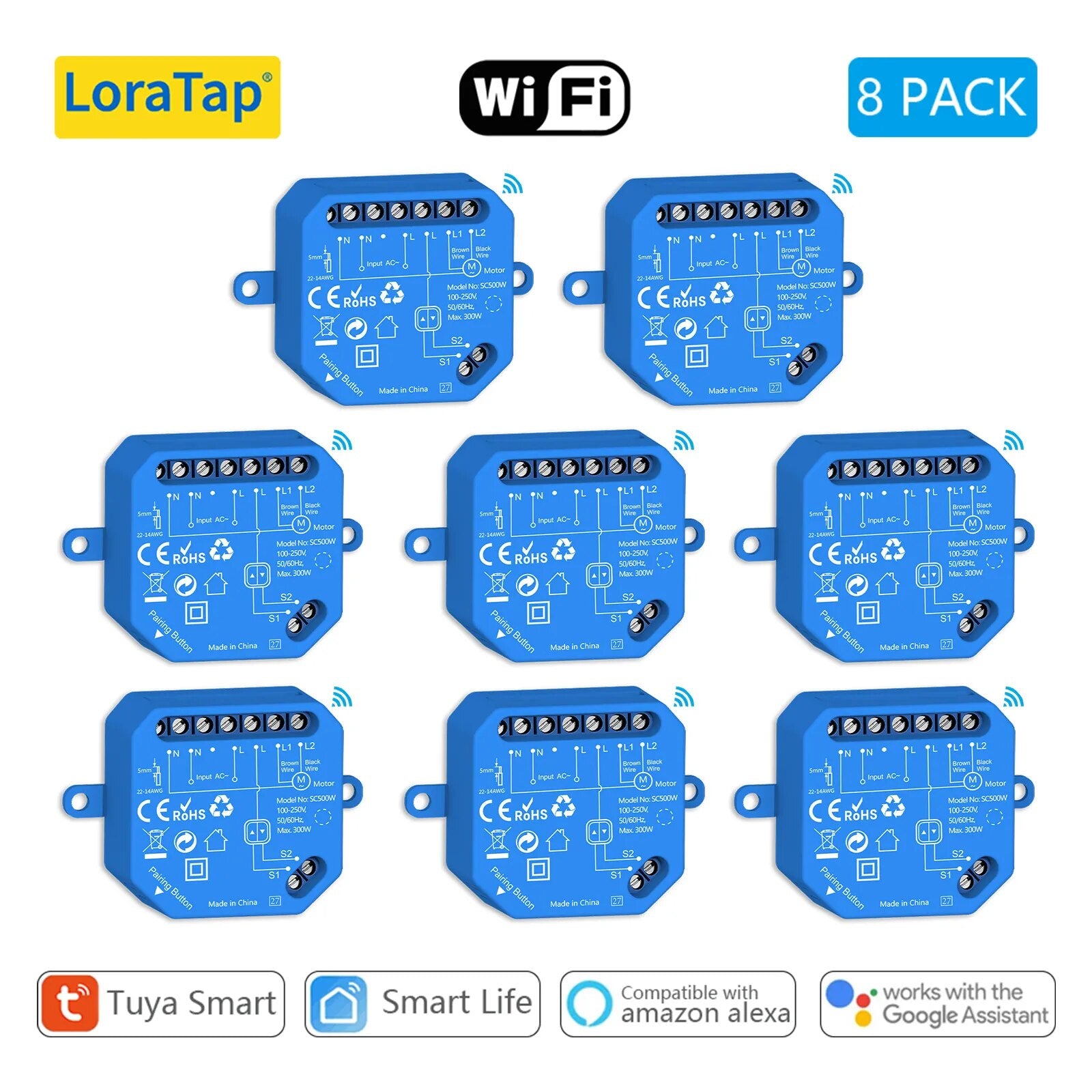 LoraTap 240V Plastic Automatic WIFI Roller Shutter Curtain Module