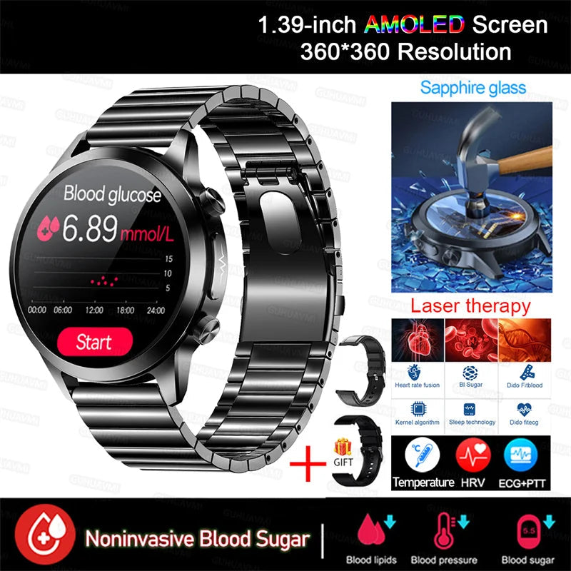 Stainless Steel Shockproof Bluetooth Round Shape Smart Watch