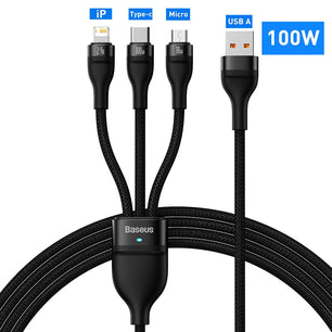 3 in 1 USB Type C Data High Speed Charging Cable For Laptop